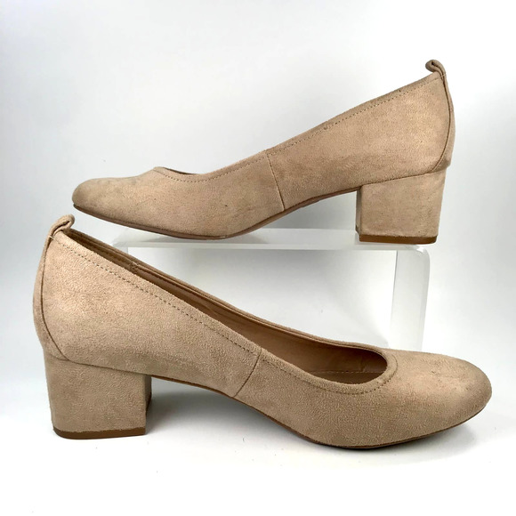 NOT FOR SALE Universal Thread Pumps Heels 11 Cream Microsuede Chunky - Picture 5 of 6